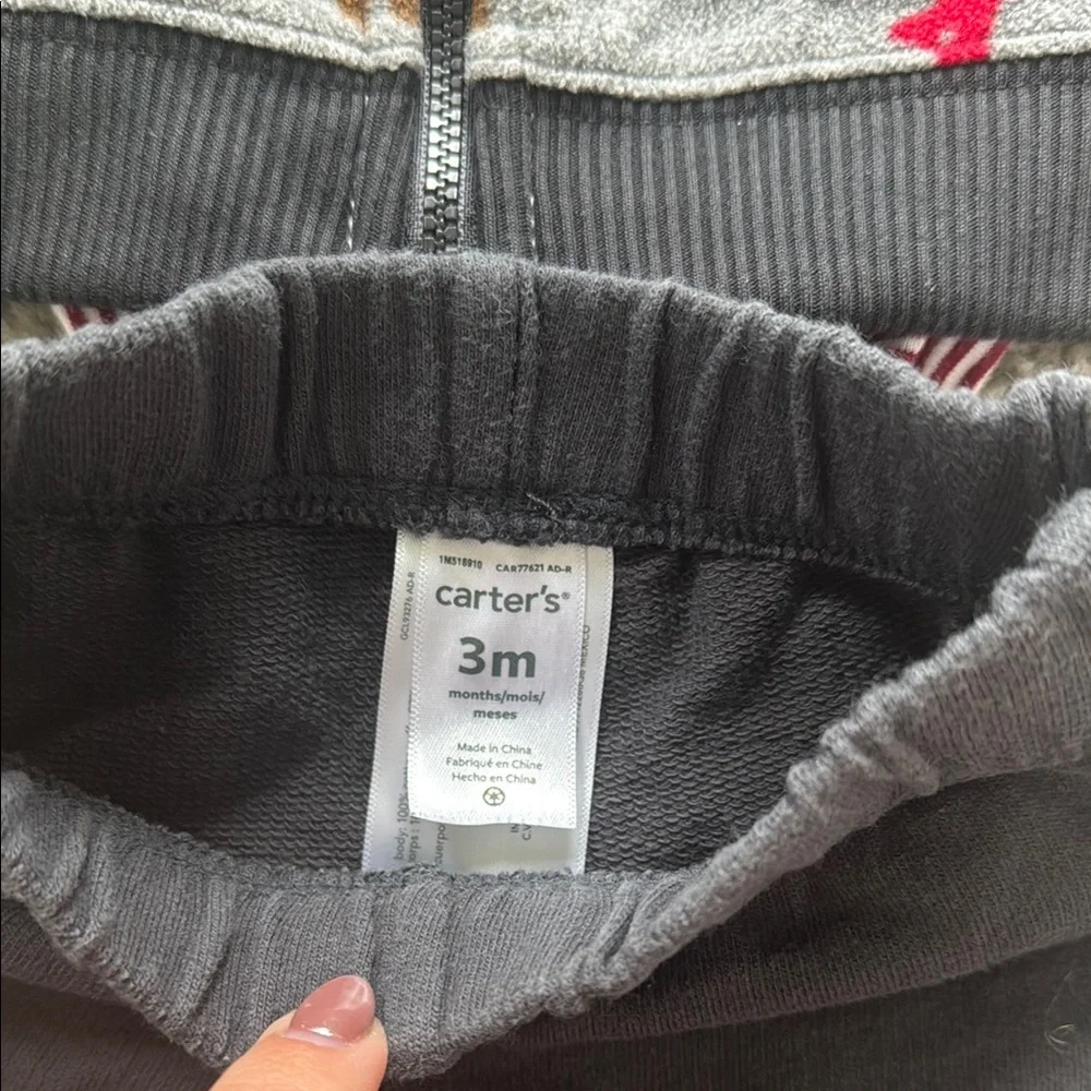 Carters Gray and Red Striped Baby Vest Outfit Set
